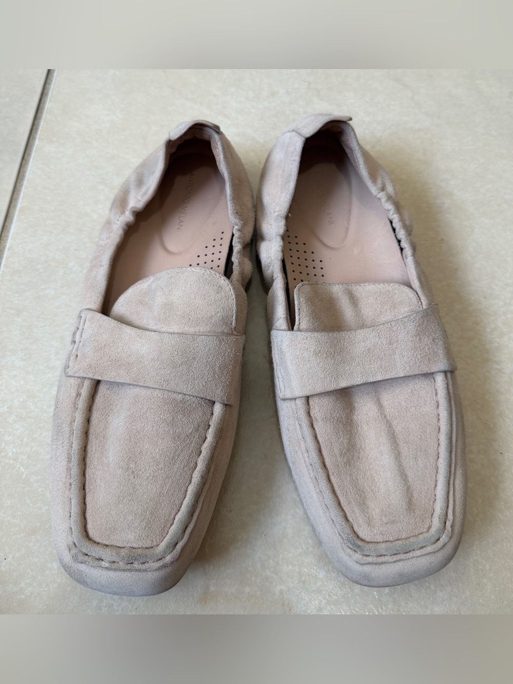 Antonio Melani Kaleah Suede Loafers Flats Womens Size 8.5 M Beige Taupe Brazil